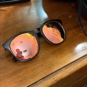 Bender Black Frame Sunglasses with Pink Mirrored Lenses